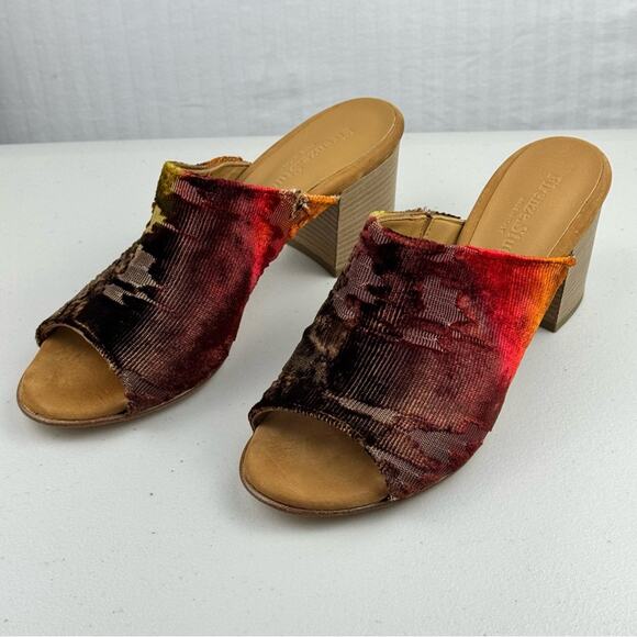 Firenze Studio Garbo Ombré Velvet Burnout Slip-On Mule Block Heel Size 9.5 Italy - Picture 1 of 11